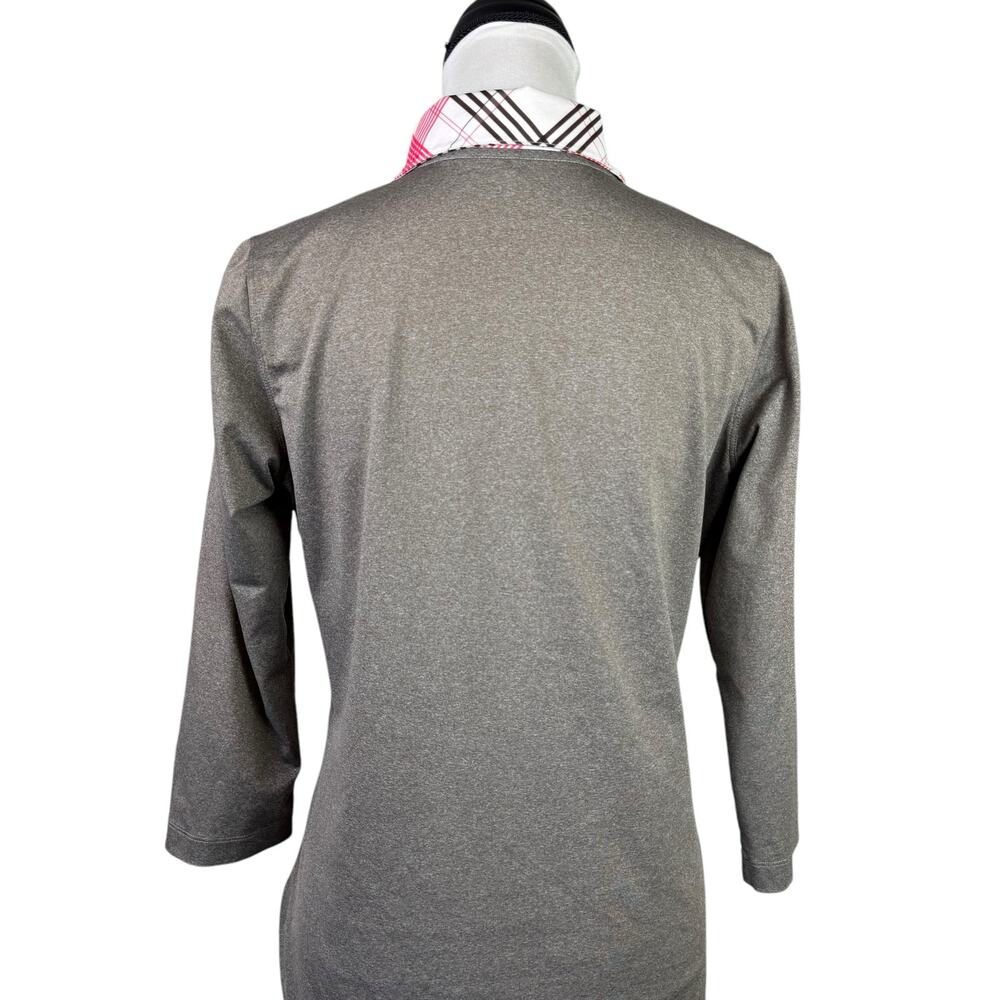 Nike Golf Womens Brown Moisture Wicking Plaid Collar Dri-Fit Sports Twofer Shirt - Picture 6 of 12